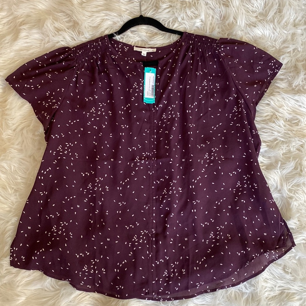 Linette 2x Purple Split Neck Smocked Blouse